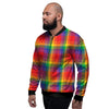 LGBT Plaid Rainbow Print Pattern Men's Bomber Jacket-grizzshop