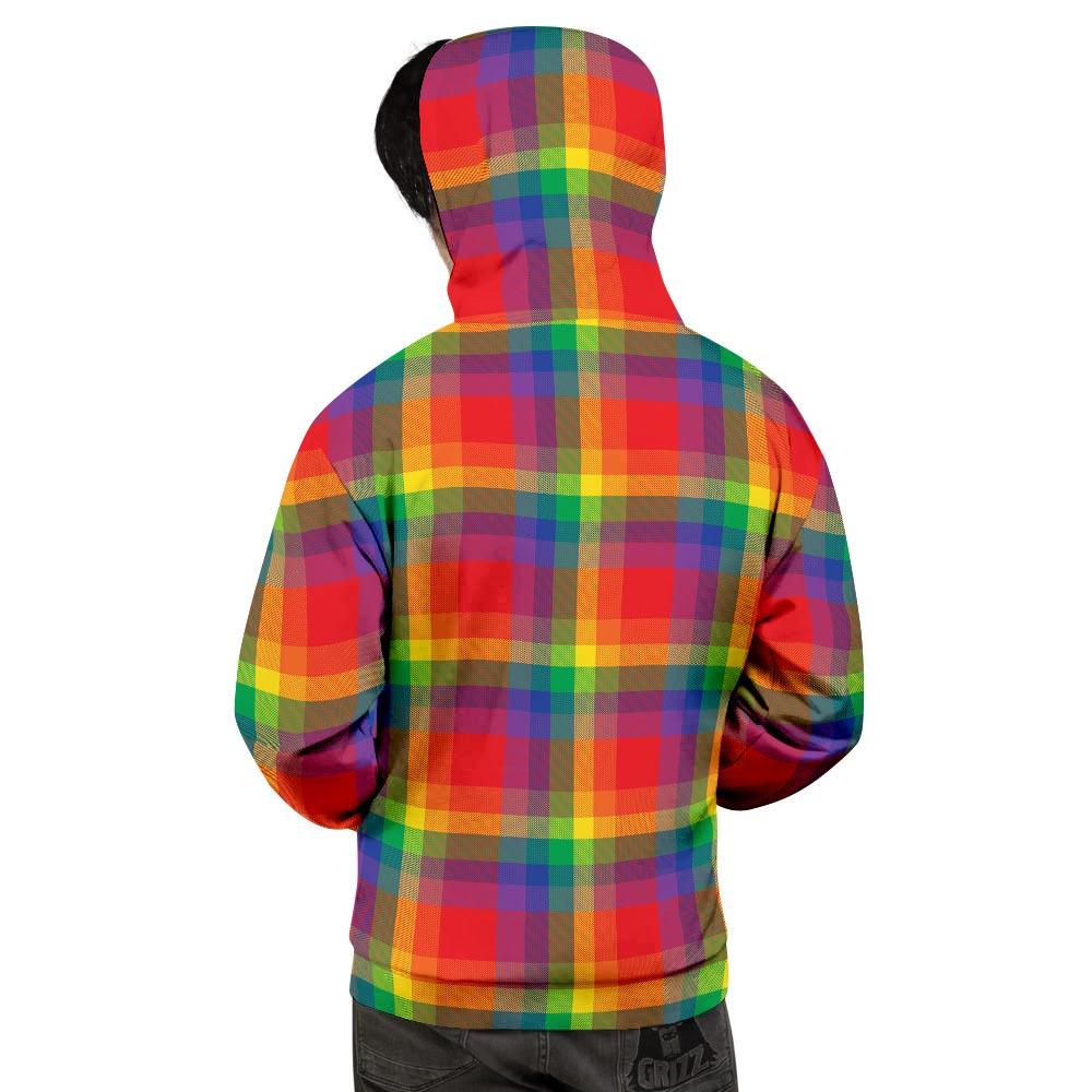 LGBT Plaid Rainbow Print Pattern Men's Hoodie-grizzshop