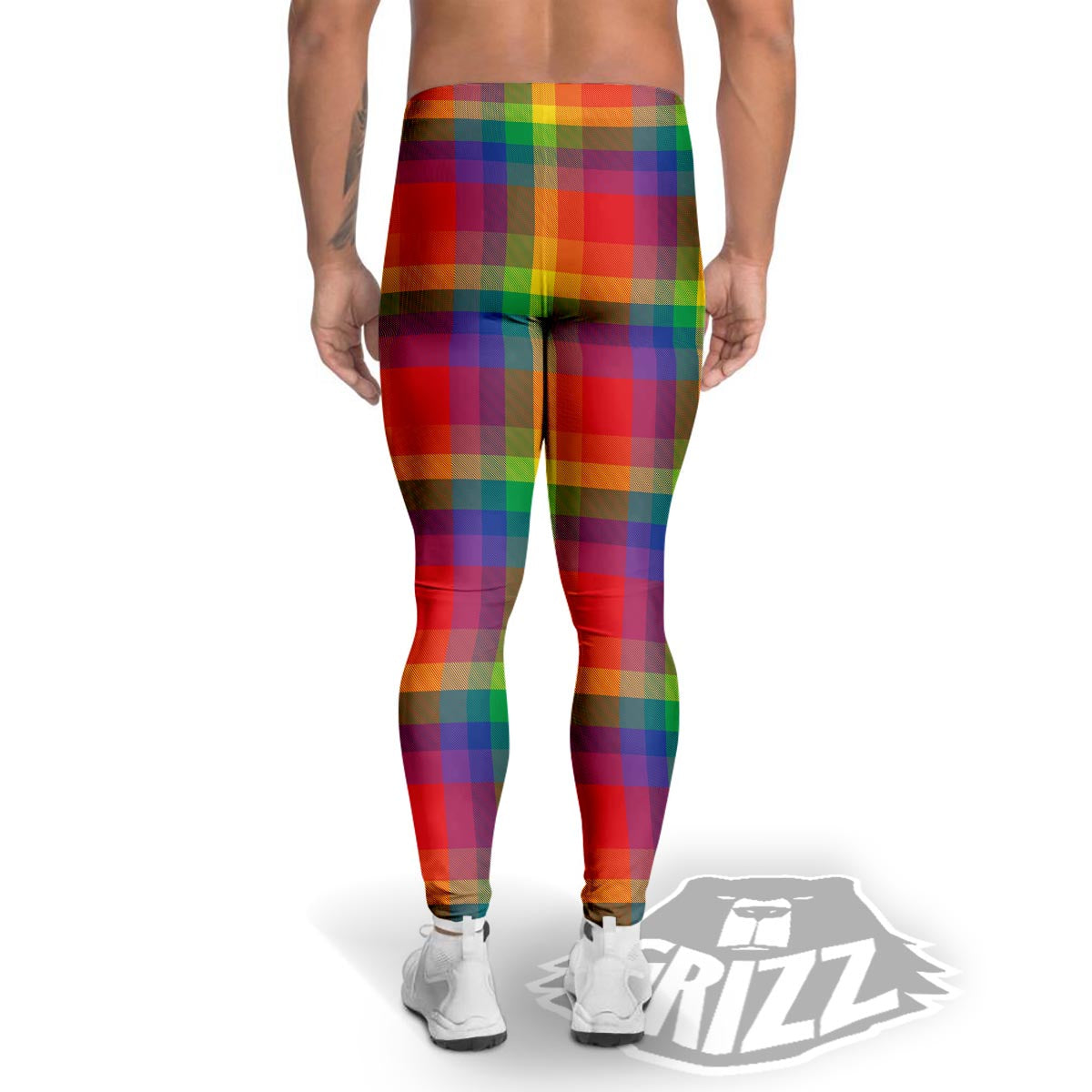 LGBT Plaid Rainbow Print Pattern Men's Leggings-grizzshop