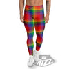 LGBT Plaid Rainbow Print Pattern Men's Leggings-grizzshop