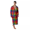 LGBT Plaid Rainbow Print Pattern Men's Robe-grizzshop