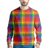 LGBT Plaid Rainbow Print Pattern Men's Sweatshirt-grizzshop