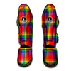 LGBT Plaid Rainbow Print Pattern Muay Thai Shin Guards-grizzshop
