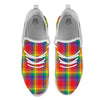 LGBT Plaid Rainbow Print Pattern White Athletic Shoes-grizzshop