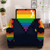 LGBT Pride 8 Bit Rainbow Pixel Heart Armchair Slipcover-grizzshop