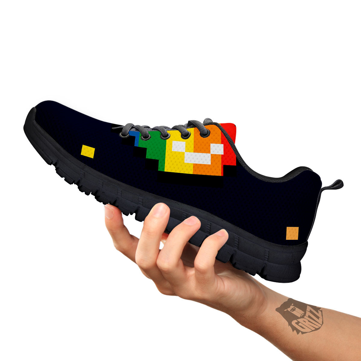 LGBT Pride 8 Bit Rainbow Pixel Heart Black Sneaker-grizzshop