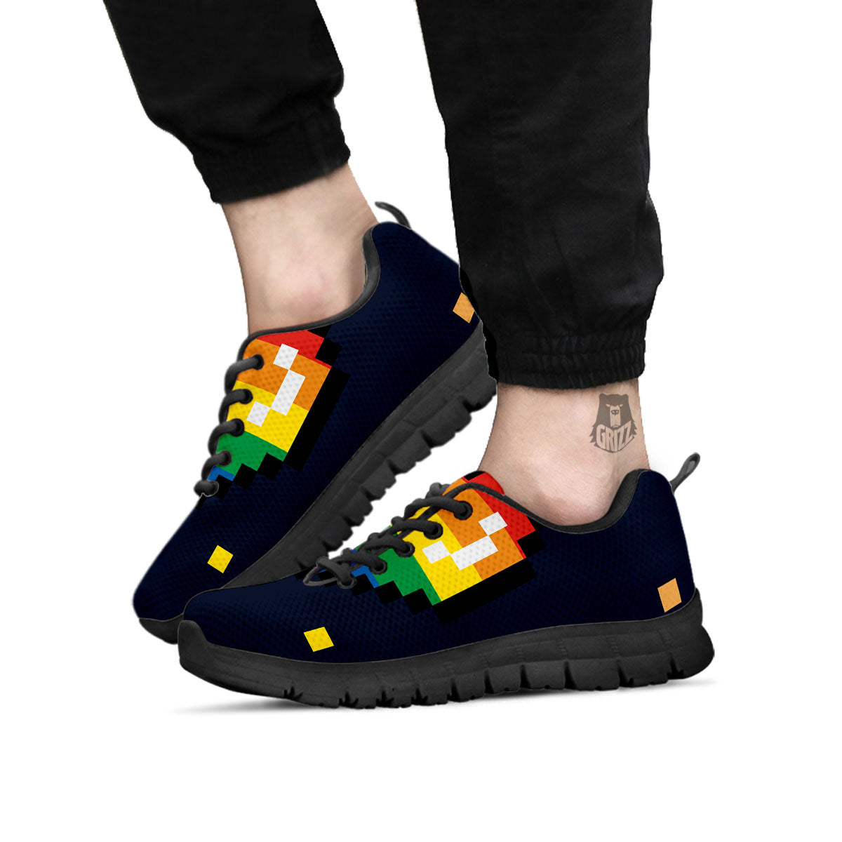 LGBT Pride 8 Bit Rainbow Pixel Heart Black Sneaker-grizzshop