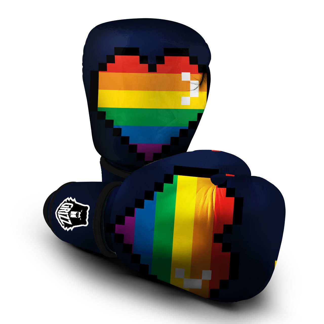 LGBT Pride 8 Bit Rainbow Pixel Heart Boxing Gloves-grizzshop