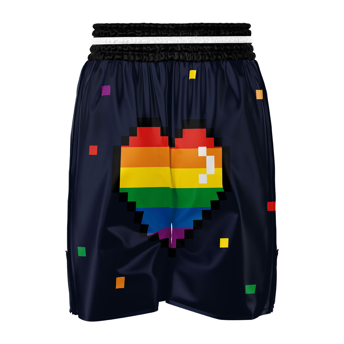 LGBT Pride 8 Bit Rainbow Pixel Heart Boxing Shorts-grizzshop