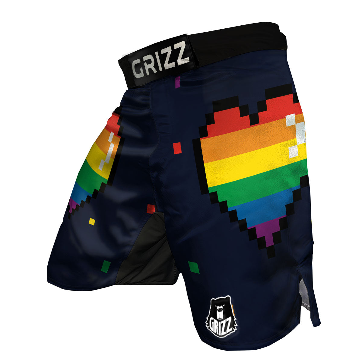 LGBT Pride 8 Bit Rainbow Pixel Heart MMA Shorts-grizzshop