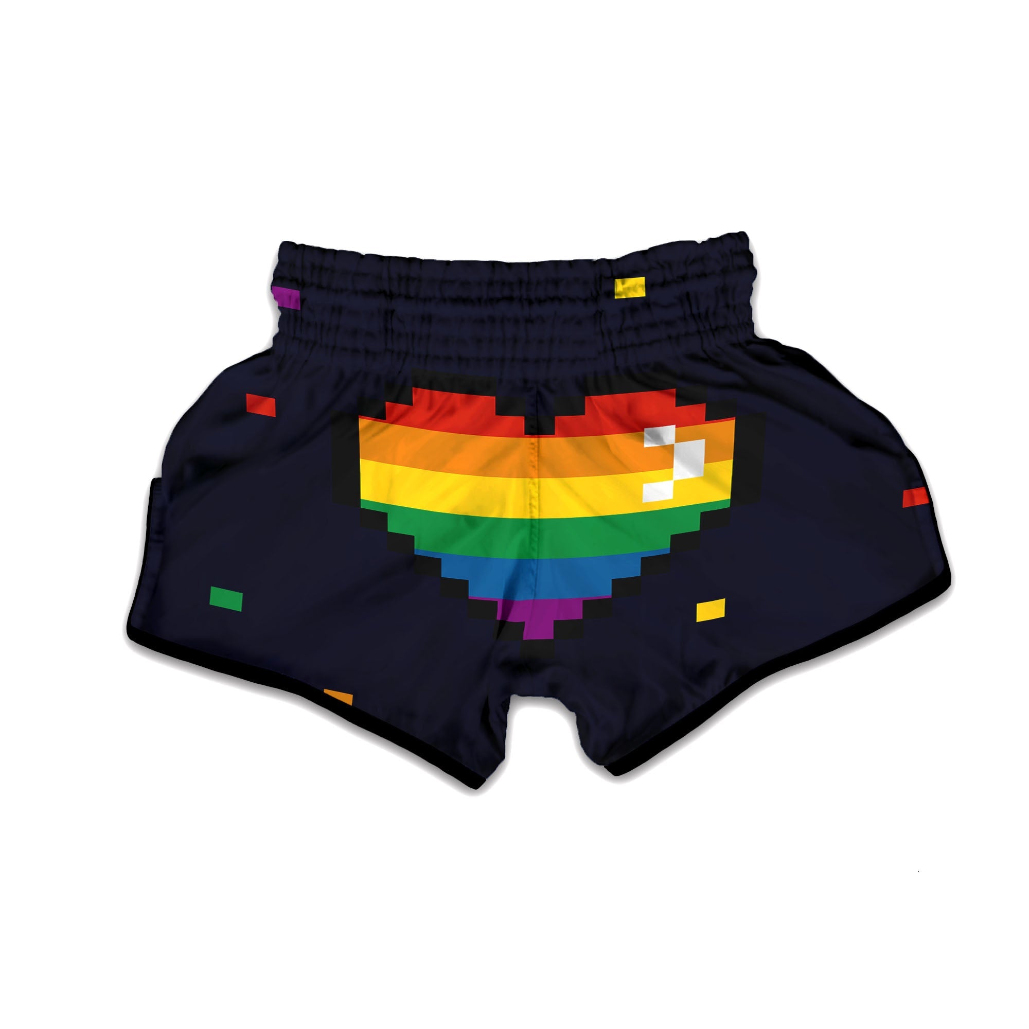 LGBT Pride 8 Bit Rainbow Pixel Heart Muay Thai Boxing Shorts-grizzshop