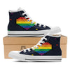 LGBT Pride 8 Bit Rainbow Pixel Heart White High Top Shoes-grizzshop