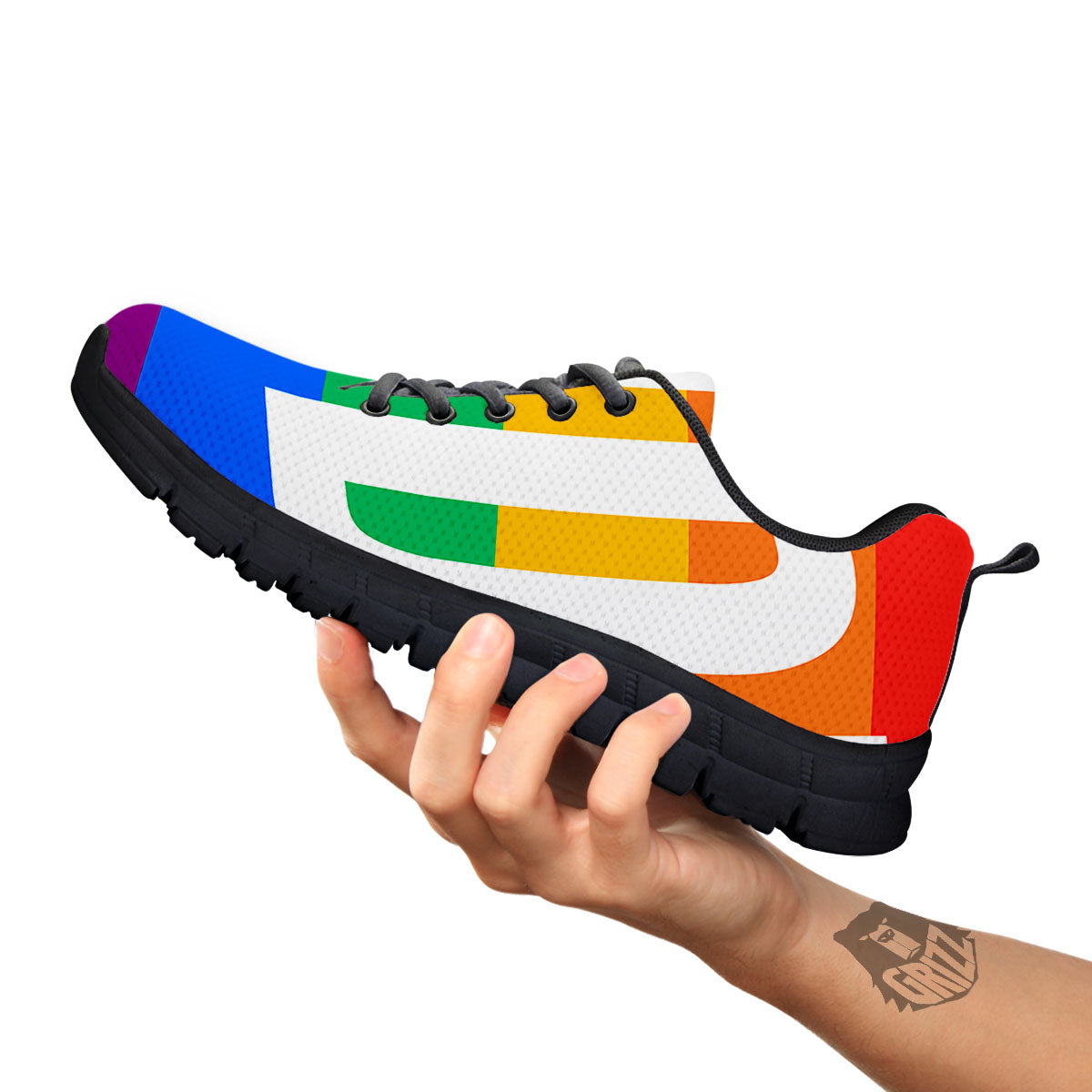 LGBT Pride Flag Pattern Print Black Sneaker-grizzshop