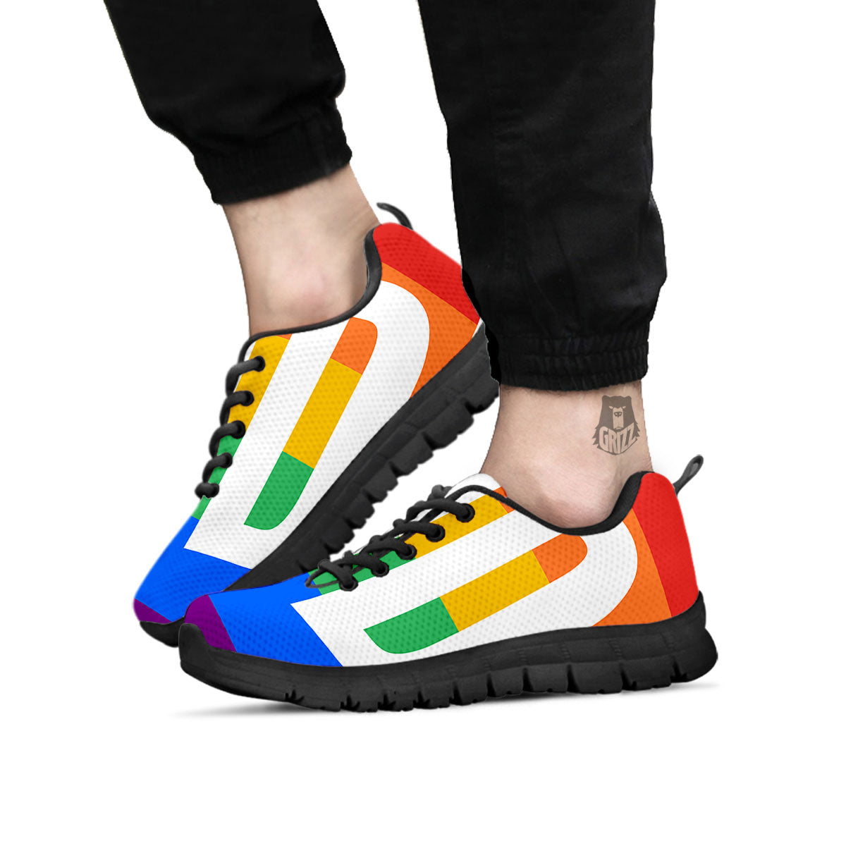 LGBT Pride Flag Pattern Print Black Sneaker-grizzshop