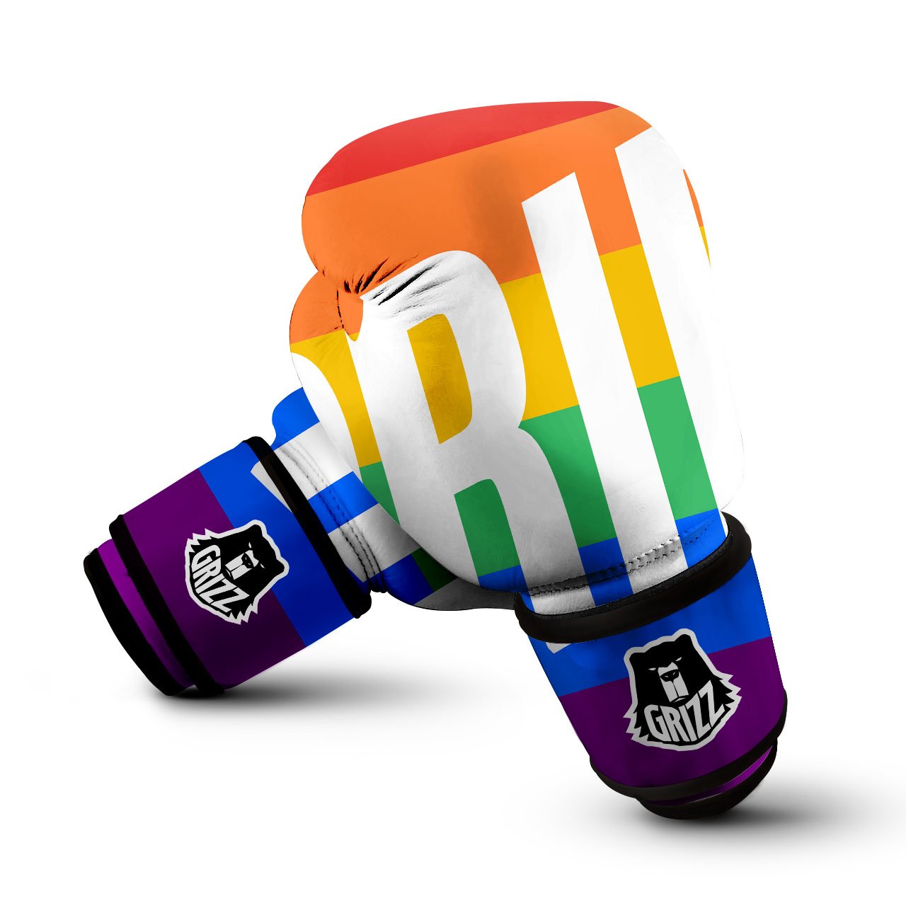 LGBT Pride Flag Pattern Print Boxing Gloves-grizzshop