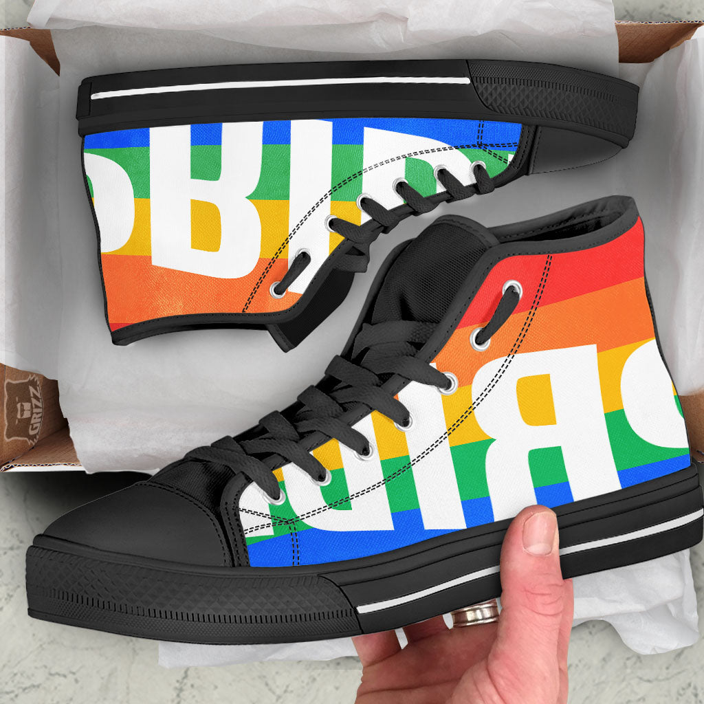LGBT Pride Flag Pattern Print High Top Shoes-grizzshop