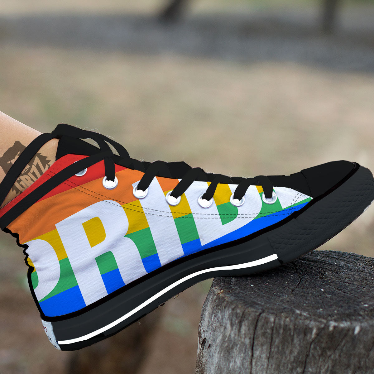 LGBT Pride Flag Pattern Print High Top Shoes-grizzshop