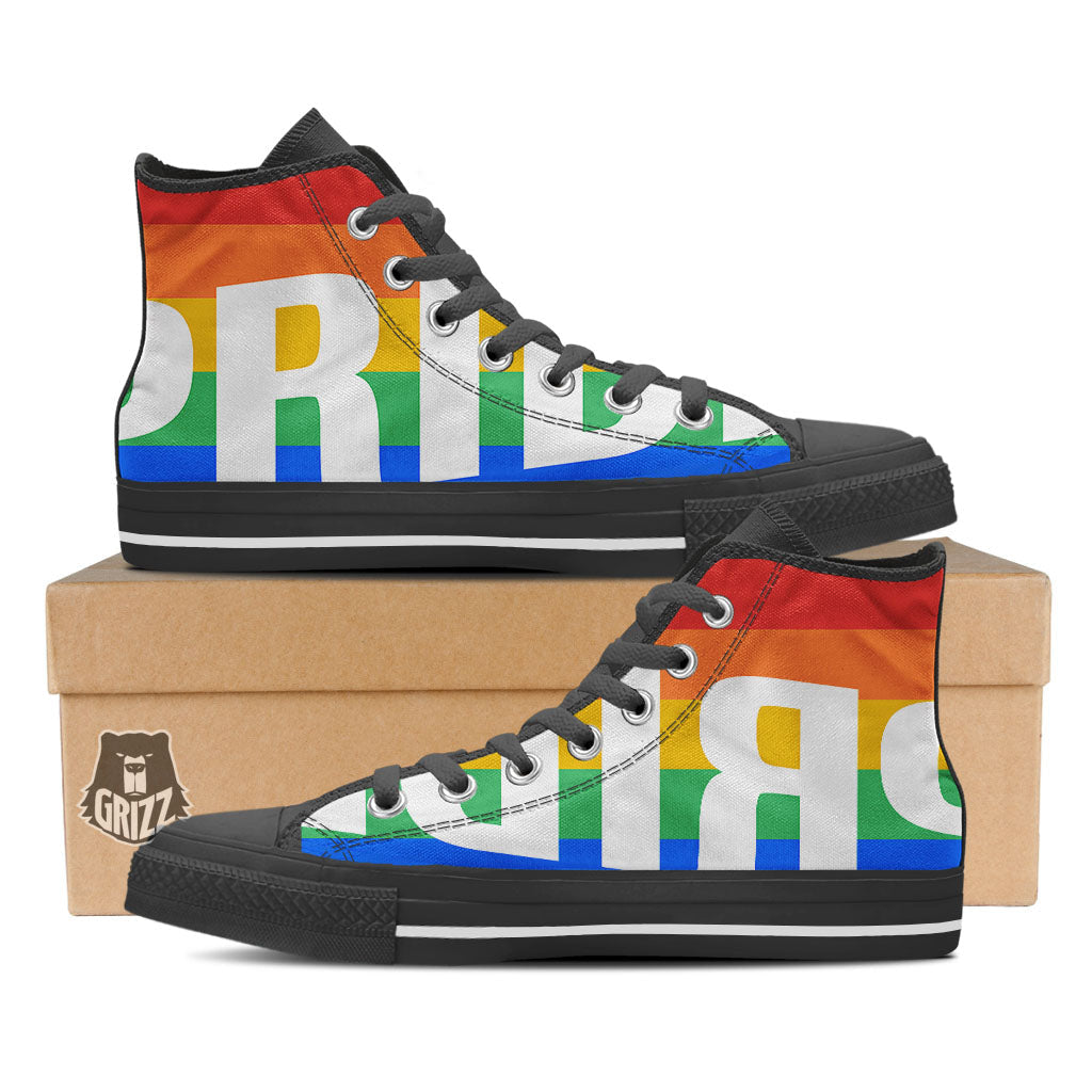 LGBT Pride Flag Pattern Print High Top Shoes-grizzshop