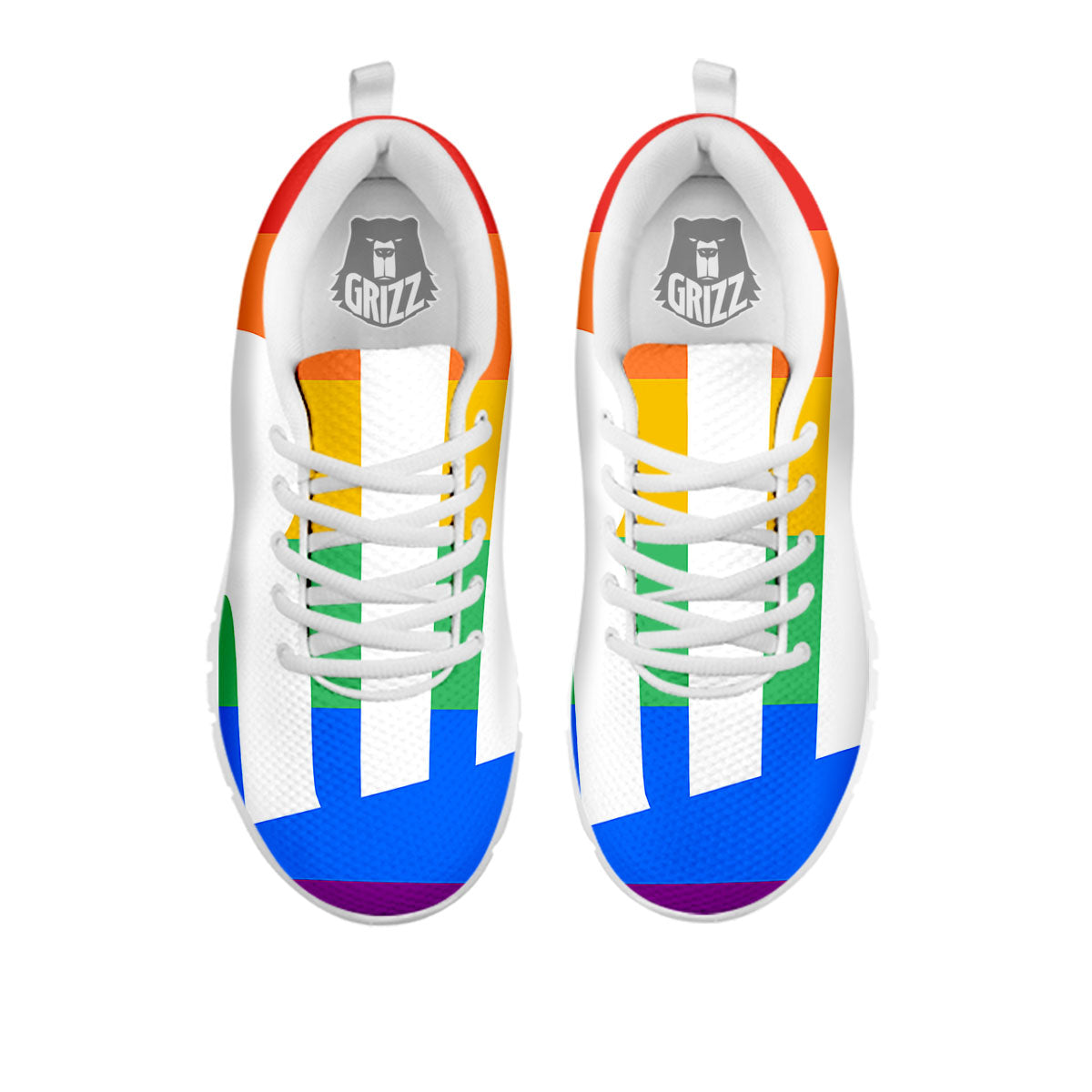 LGBT Pride Flag Pattern Print White Sneaker-grizzshop