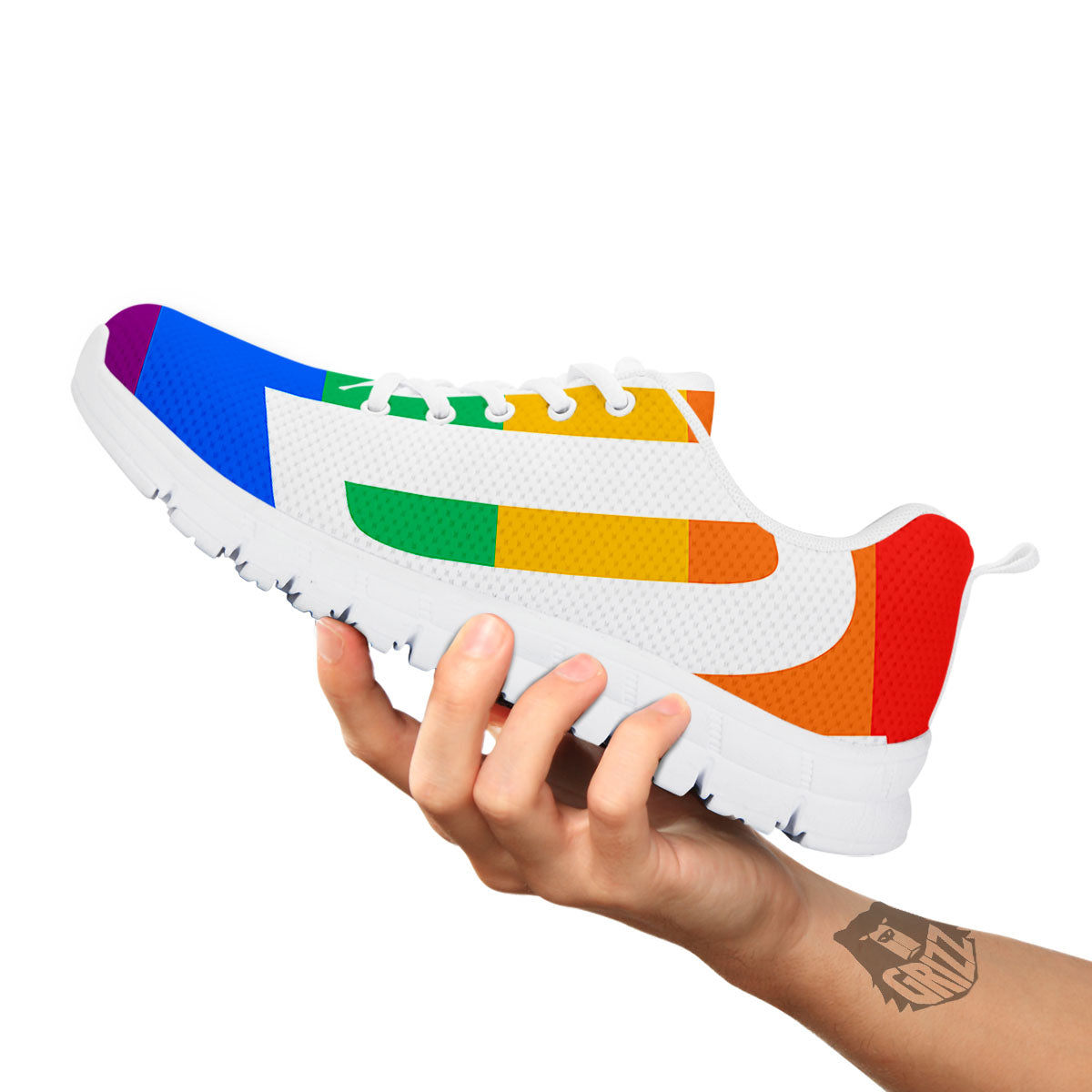LGBT Pride Flag Pattern Print White Sneaker-grizzshop