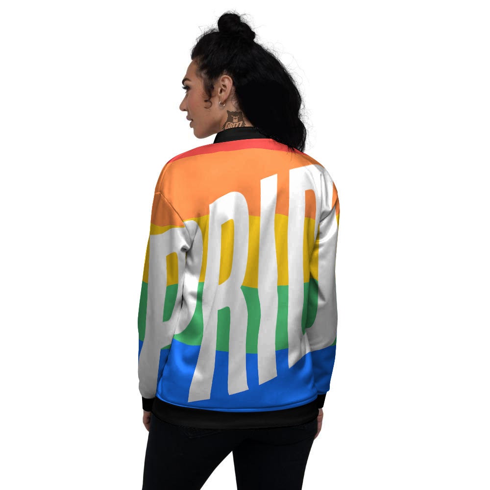 LGBT Pride Flag Pattern Print Women's Bomber Jacket-grizzshop