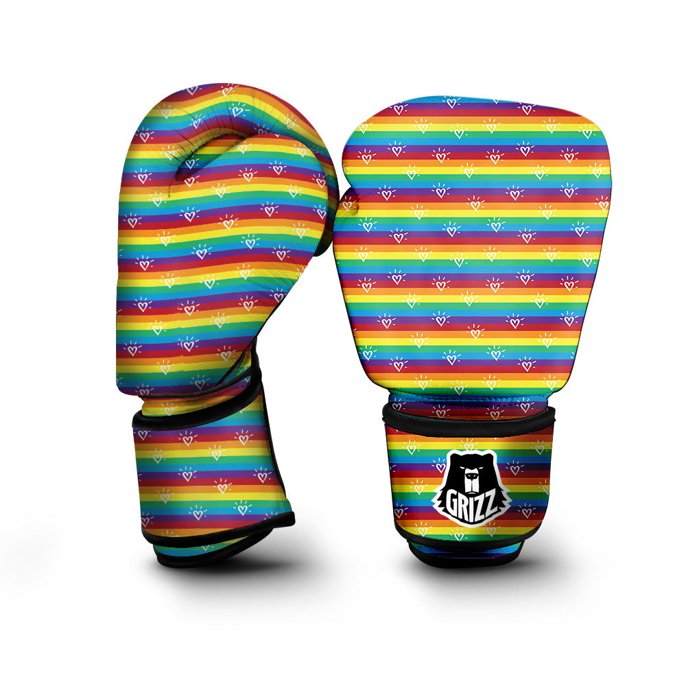 LGBT Stripes Abstract Rainbow Print Boxing Gloves-grizzshop