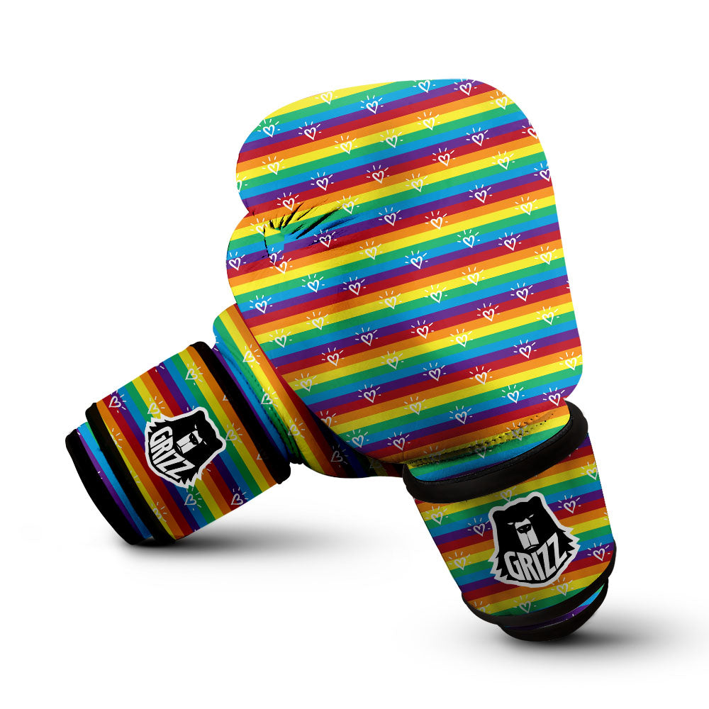LGBT Stripes Abstract Rainbow Print Boxing Gloves-grizzshop