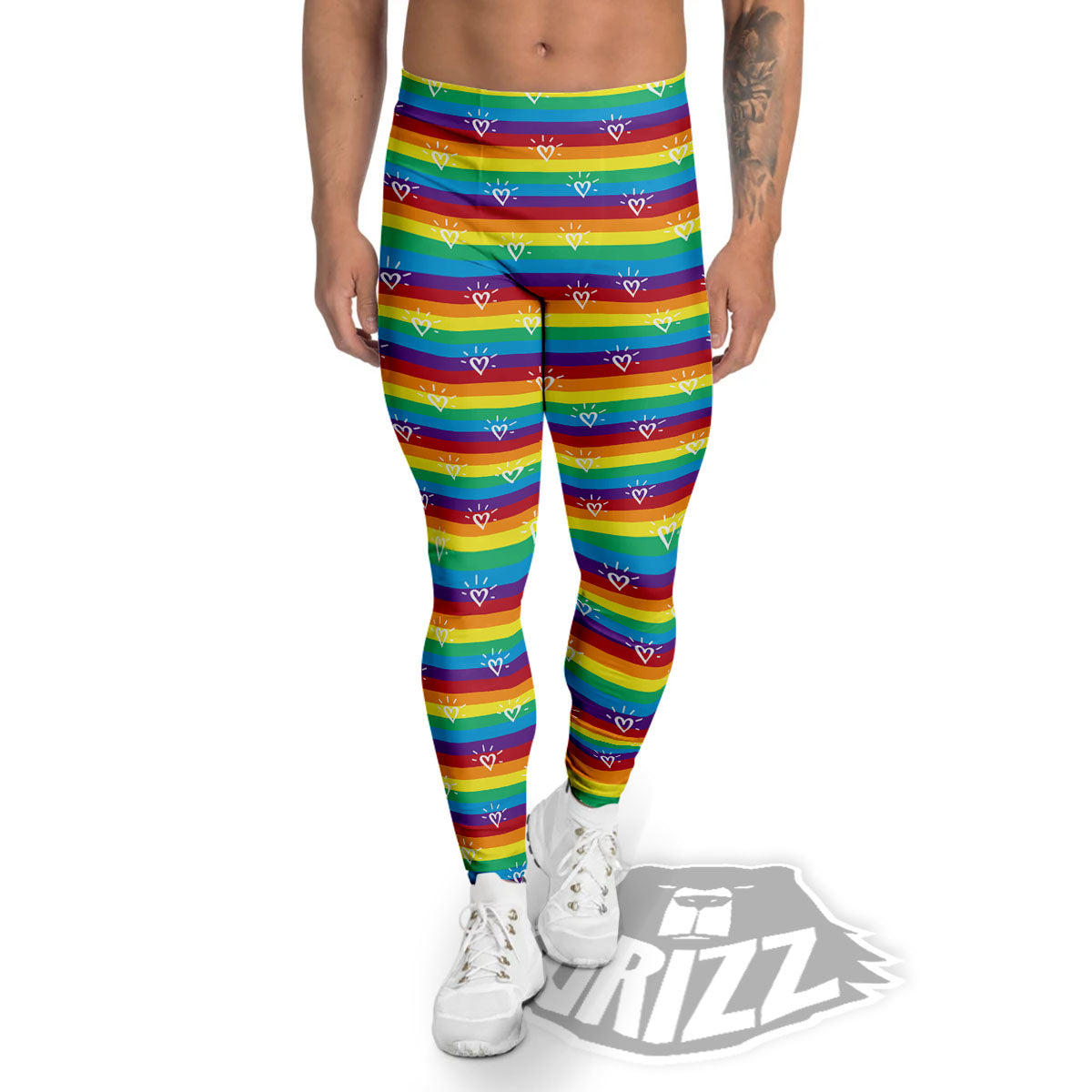 LGBT Stripes Abstract Rainbow Print Men's Leggings-grizzshop