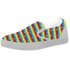 LGBT Stripes Abstract Rainbow Print White Slip On Shoes-grizzshop