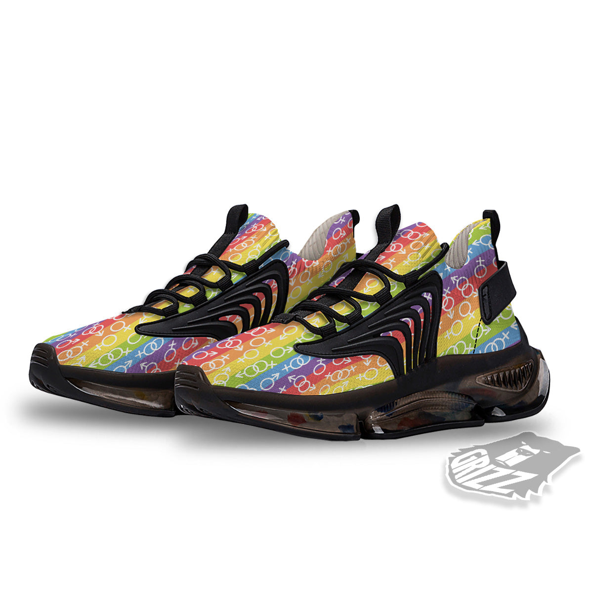LGBT Symbols Rainbow Print Pattern Black Gym Shoes-grizzshop