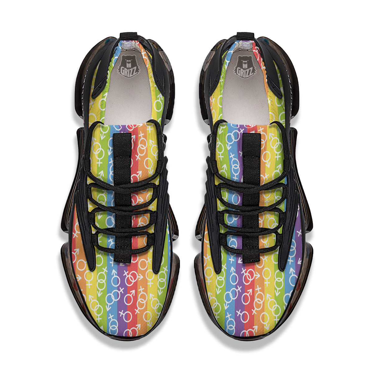 LGBT Symbols Rainbow Print Pattern Black Gym Shoes-grizzshop