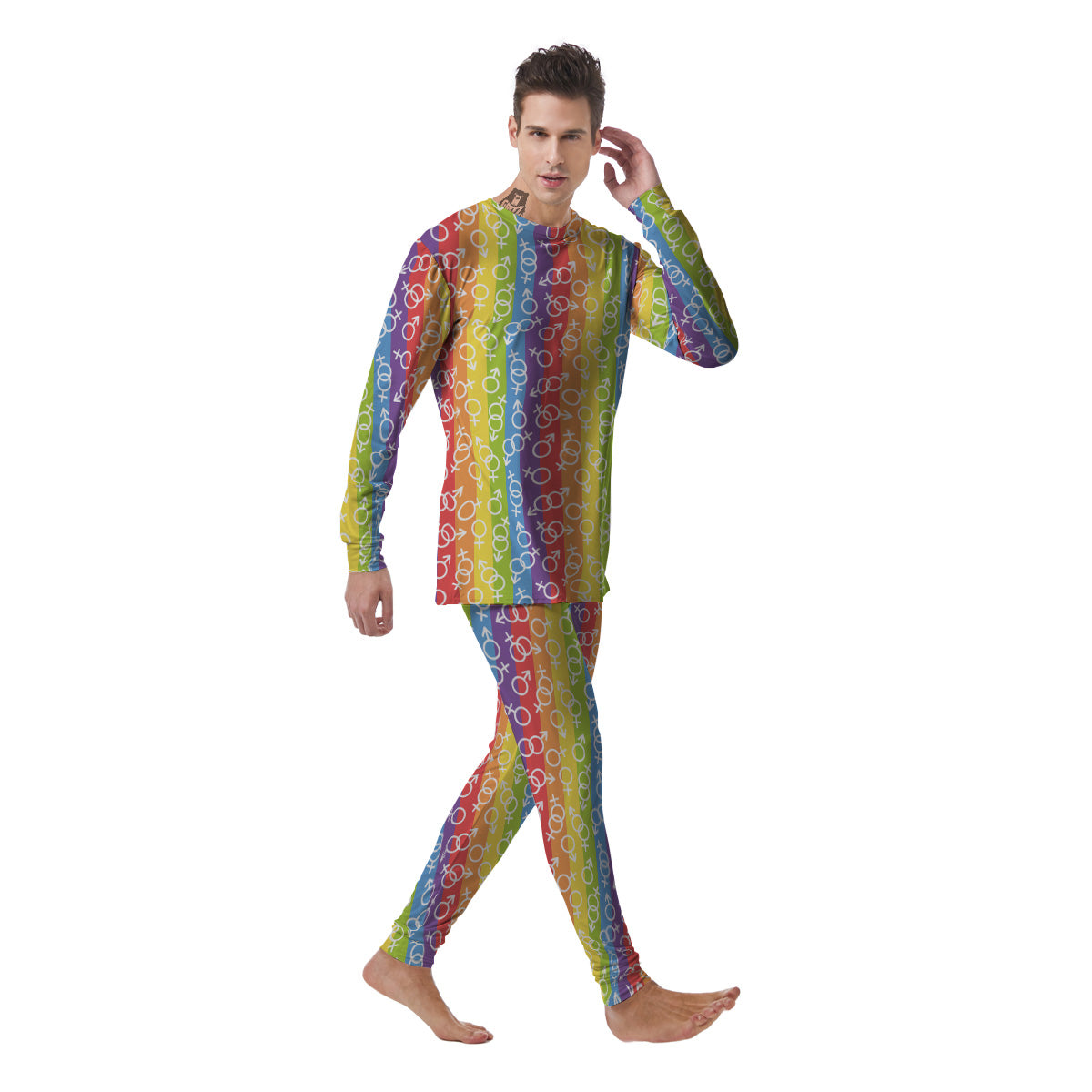 LGBT Symbols Rainbow Print Pattern Men's Pajamas-grizzshop