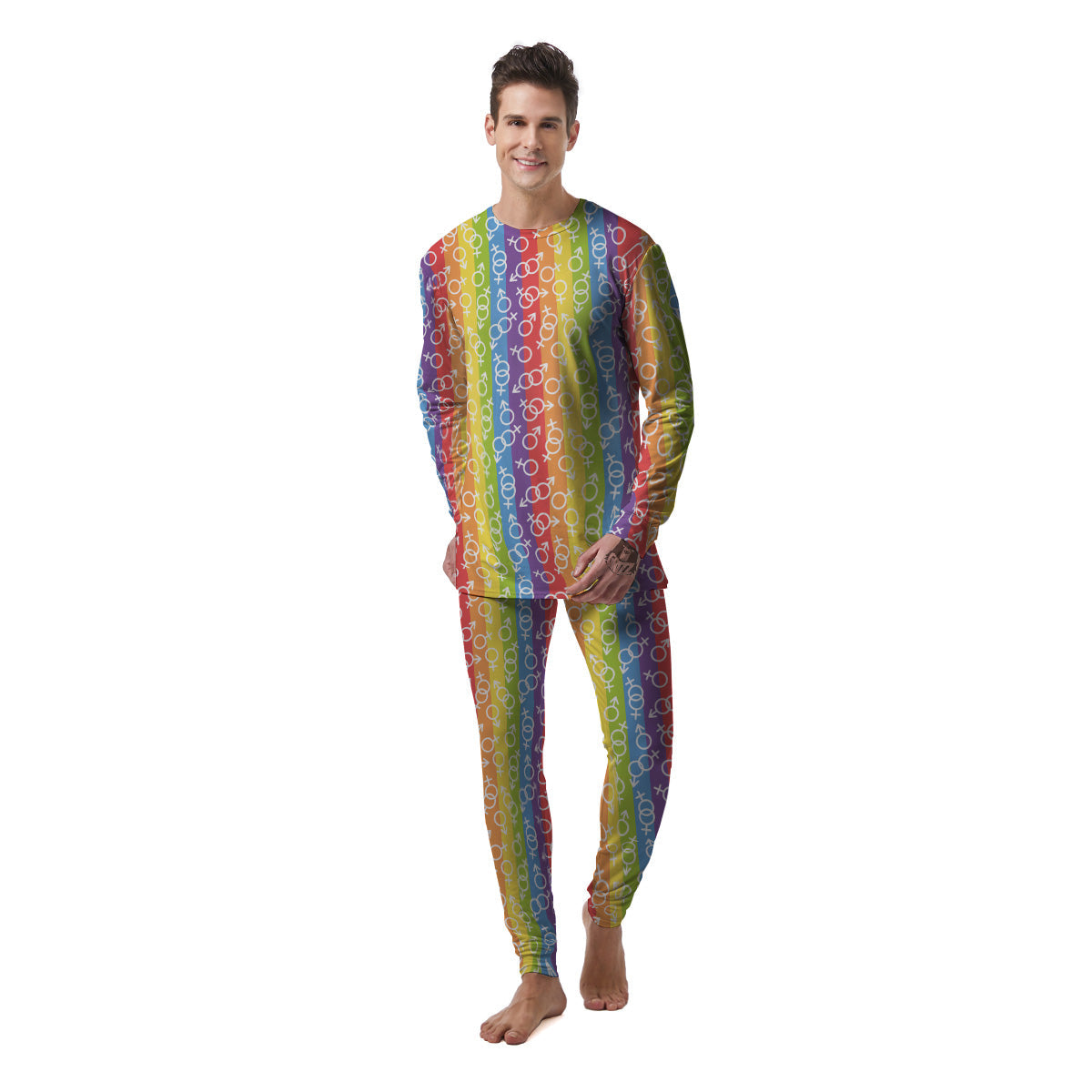 LGBT Symbols Rainbow Print Pattern Men's Pajamas-grizzshop