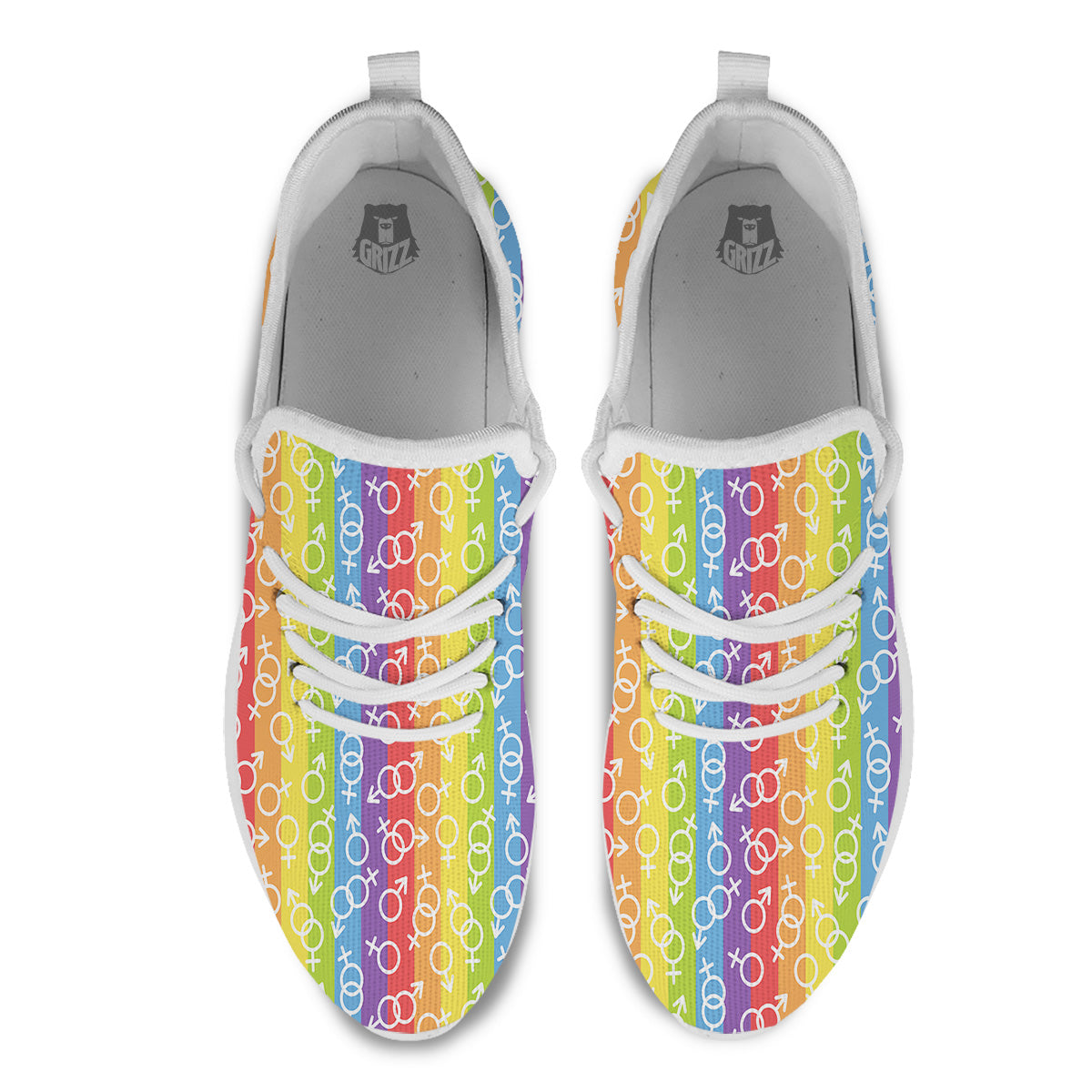 LGBT Symbols Rainbow Print Pattern White Athletic Shoes-grizzshop