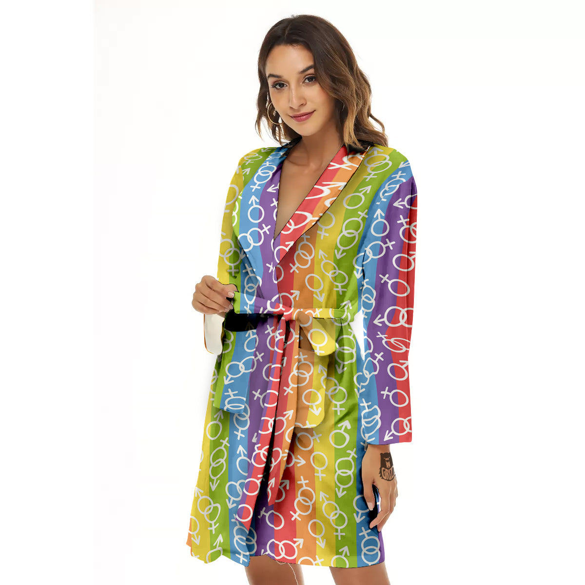 LGBT Symbols Rainbow Print Pattern Women's Robe-grizzshop