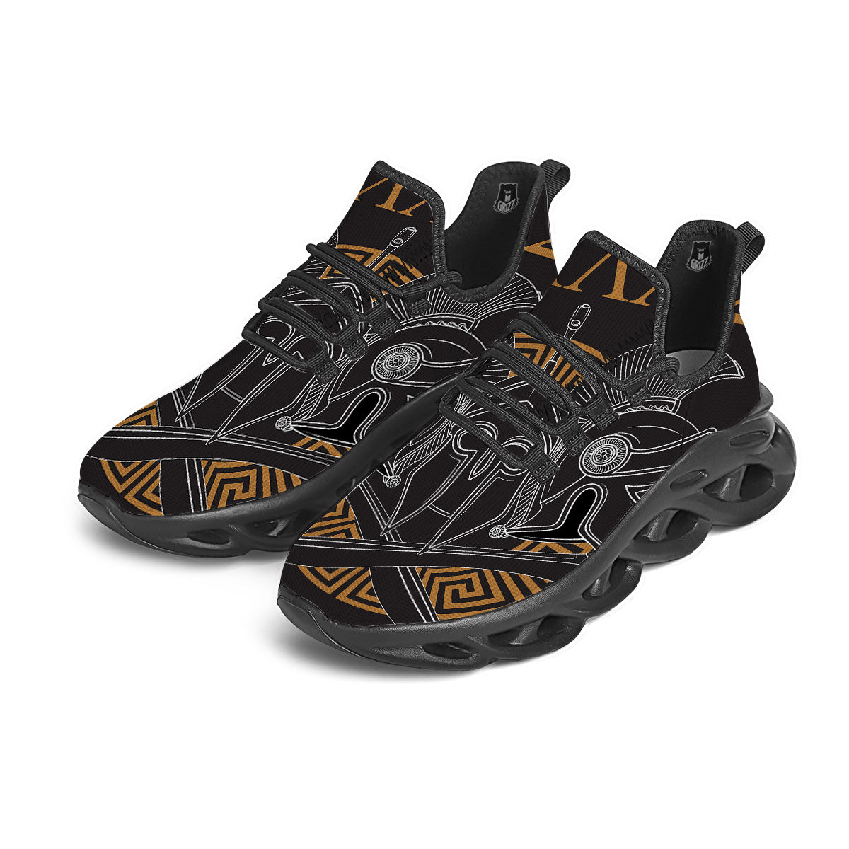 Labe Spartan Molon Print Black Running Shoes-grizzshop