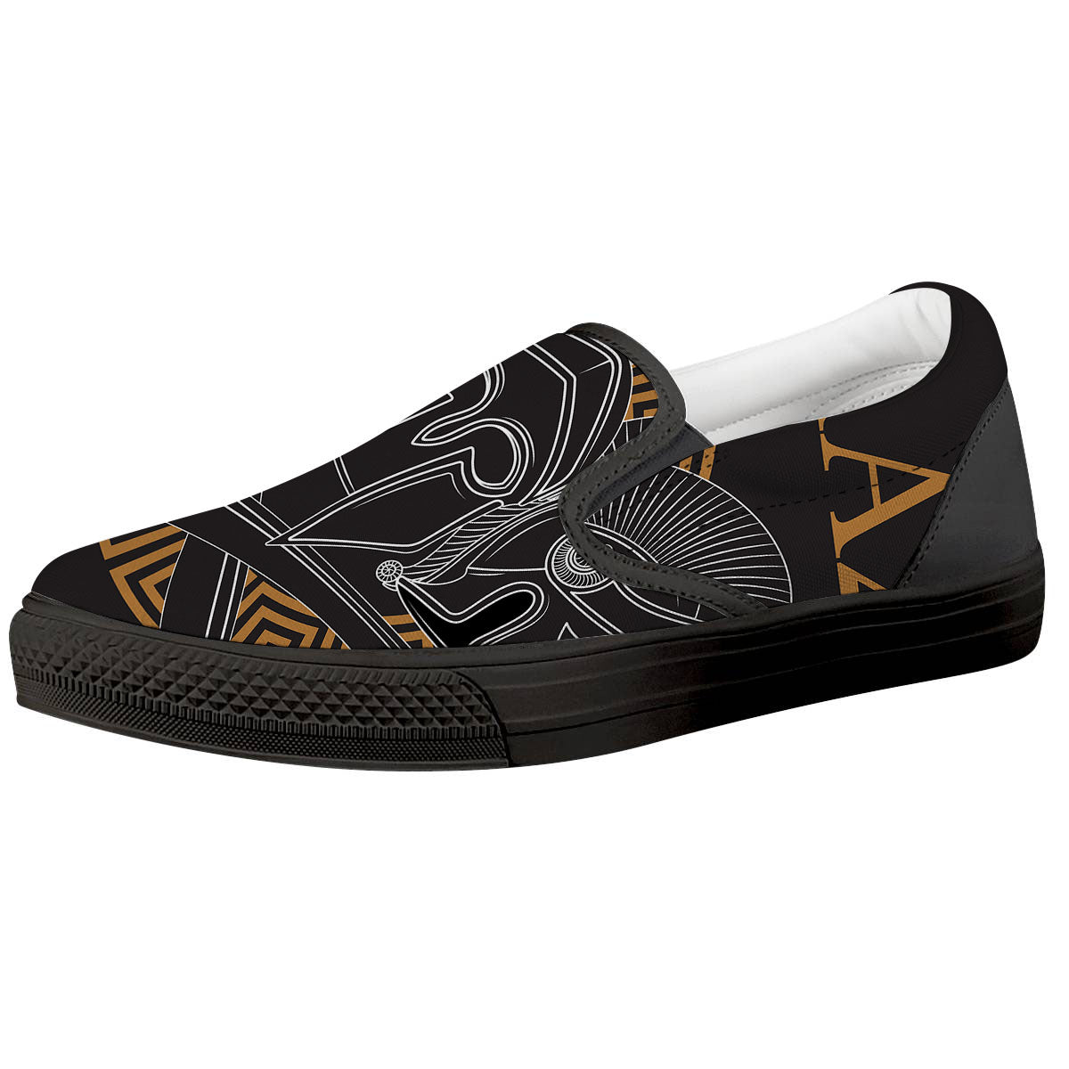 Labe Spartan Molon Print Black Slip On Shoes-grizzshop
