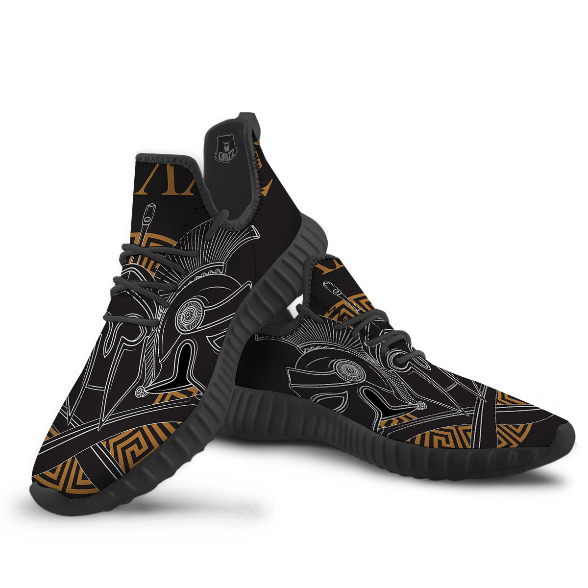 Labe Spartan Molon Print Black Walking Shoes-grizzshop