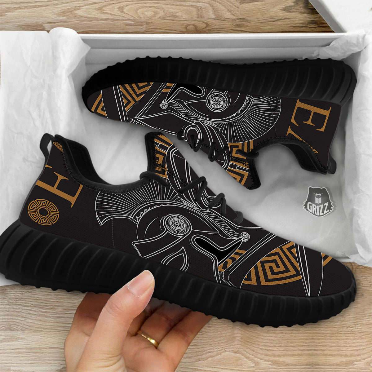Labe Spartan Molon Print Black Walking Shoes-grizzshop