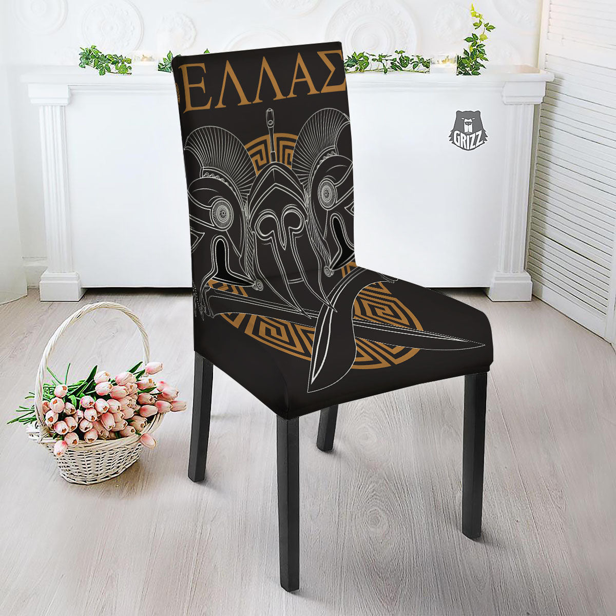 Labe Spartan Molon Print Dining Chair Slipcover-grizzshop