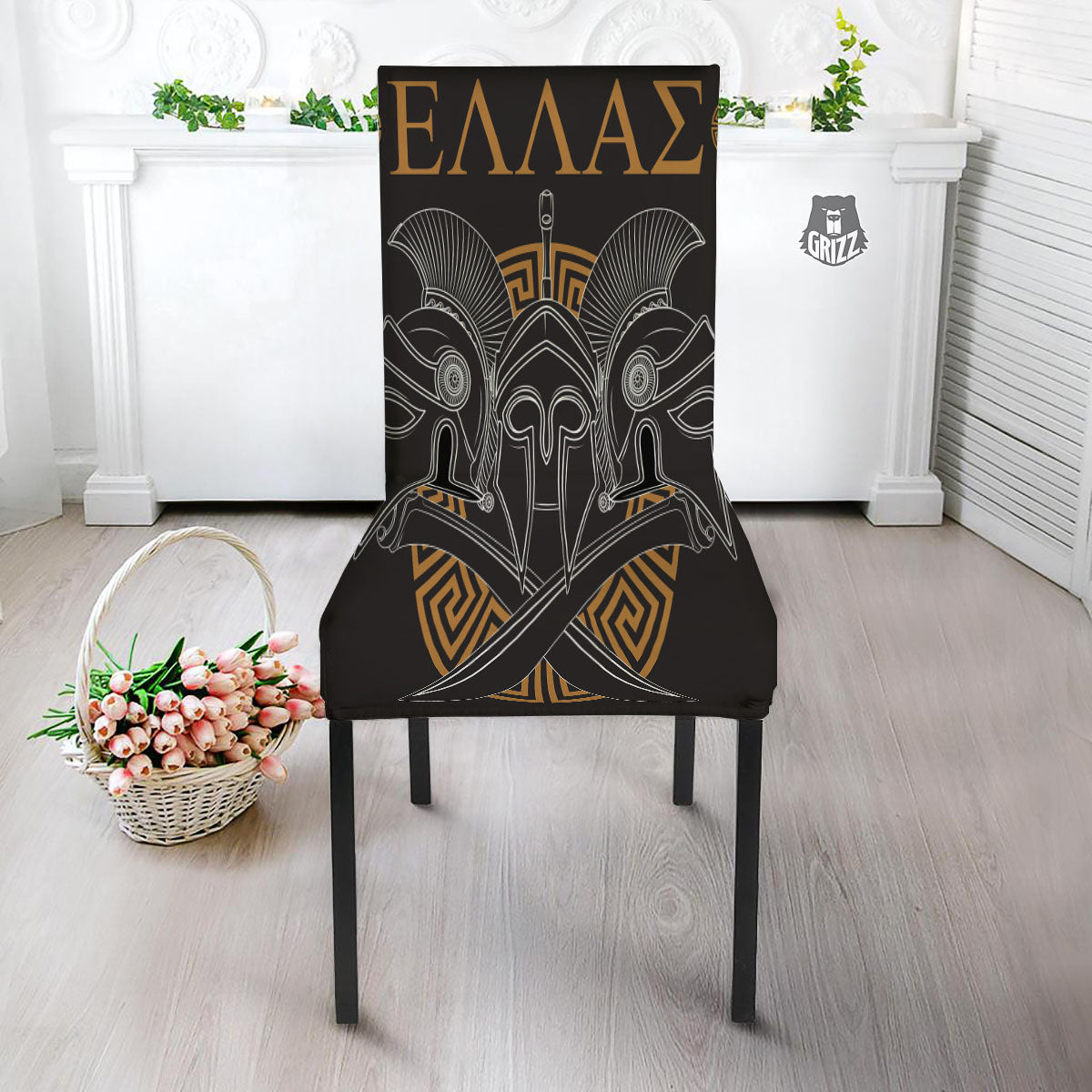 Labe Spartan Molon Print Dining Chair Slipcover-grizzshop