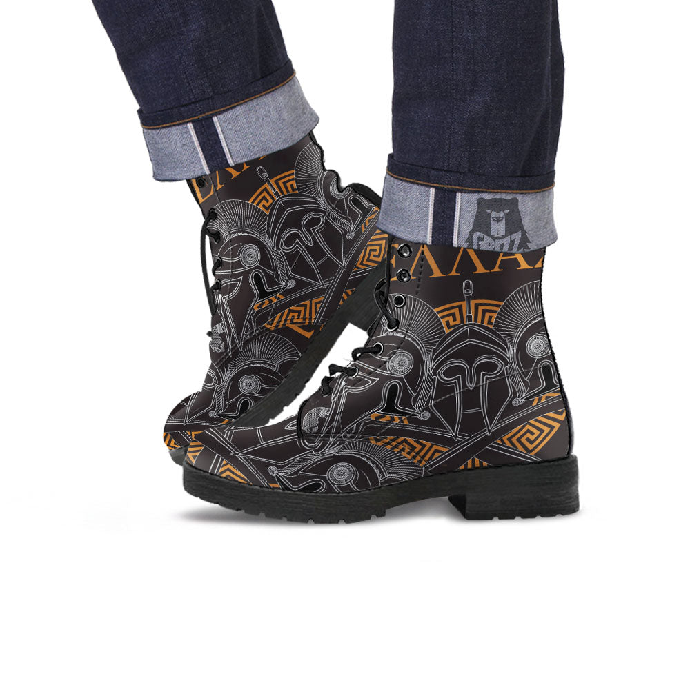 Labe Spartan Molon Print Leather Boots-grizzshop