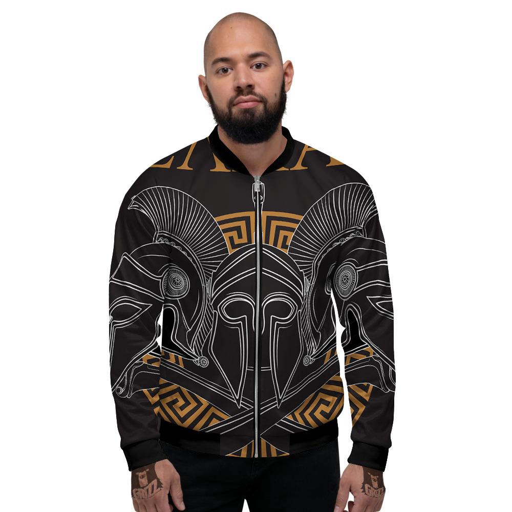 Labe Spartan Molon Print Men's Bomber Jacket-grizzshop