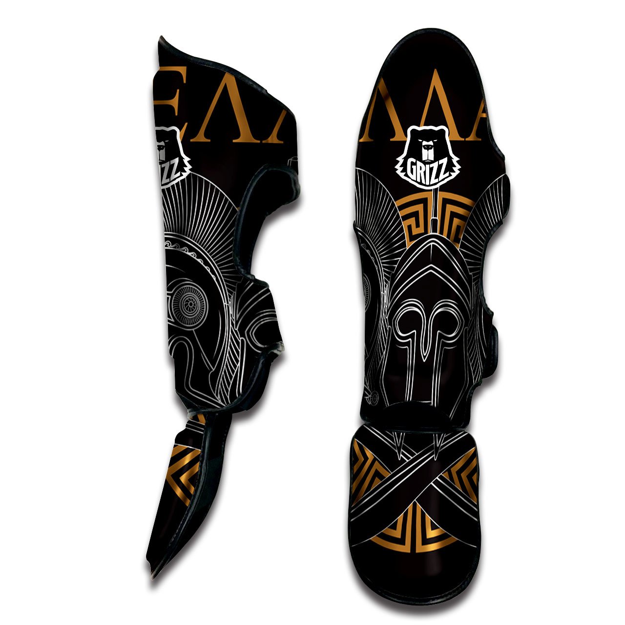 Labe Spartan Molon Print Muay Thai Shin Guards-grizzshop