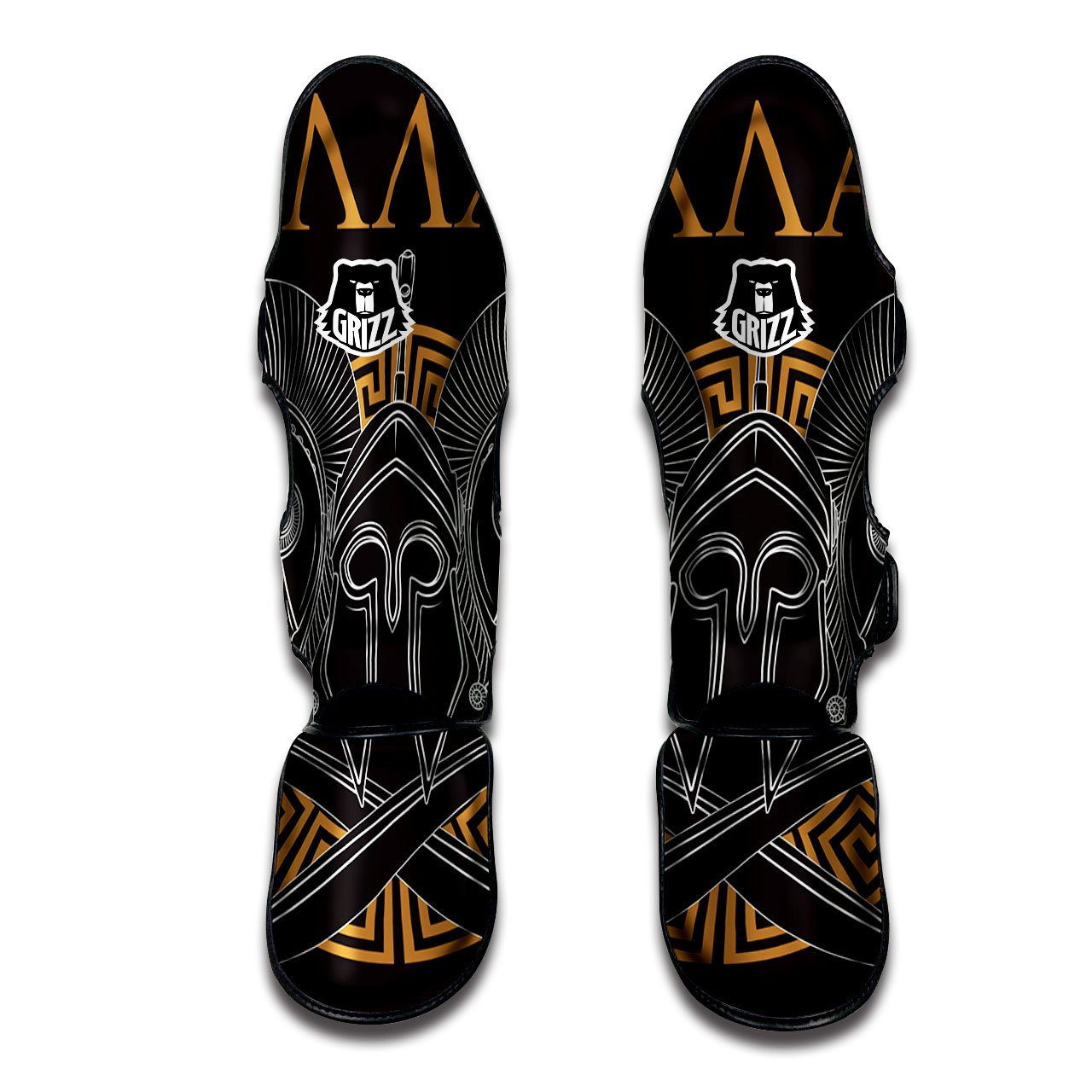 Labe Spartan Molon Print Muay Thai Shin Guards-grizzshop