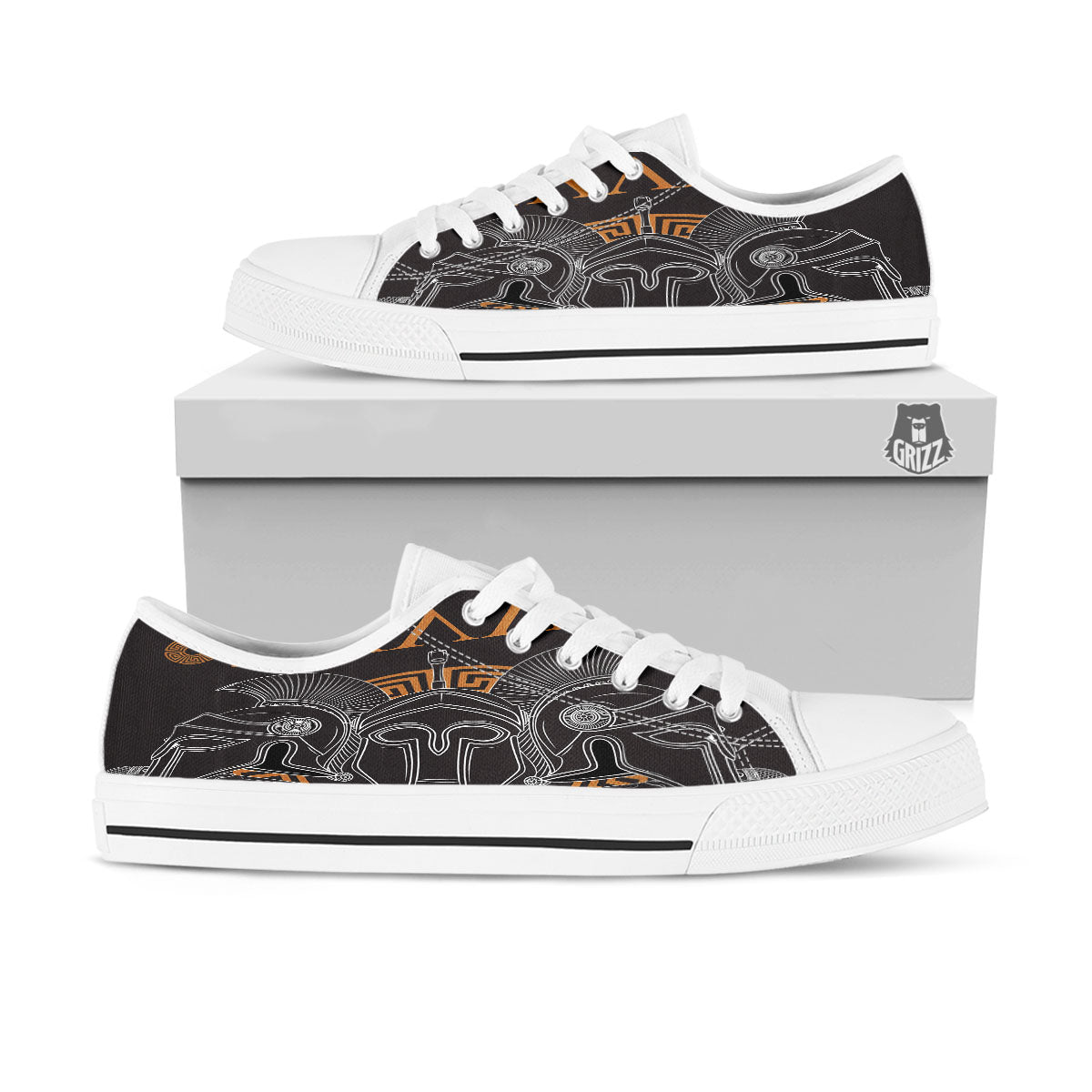 Labe Spartan Molon Print White Low Top Shoes-grizzshop