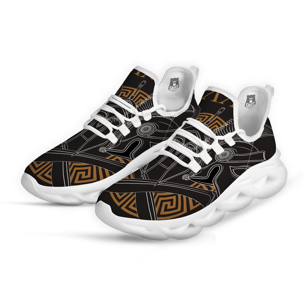 Labe Spartan Molon Print White Running Shoes-grizzshop