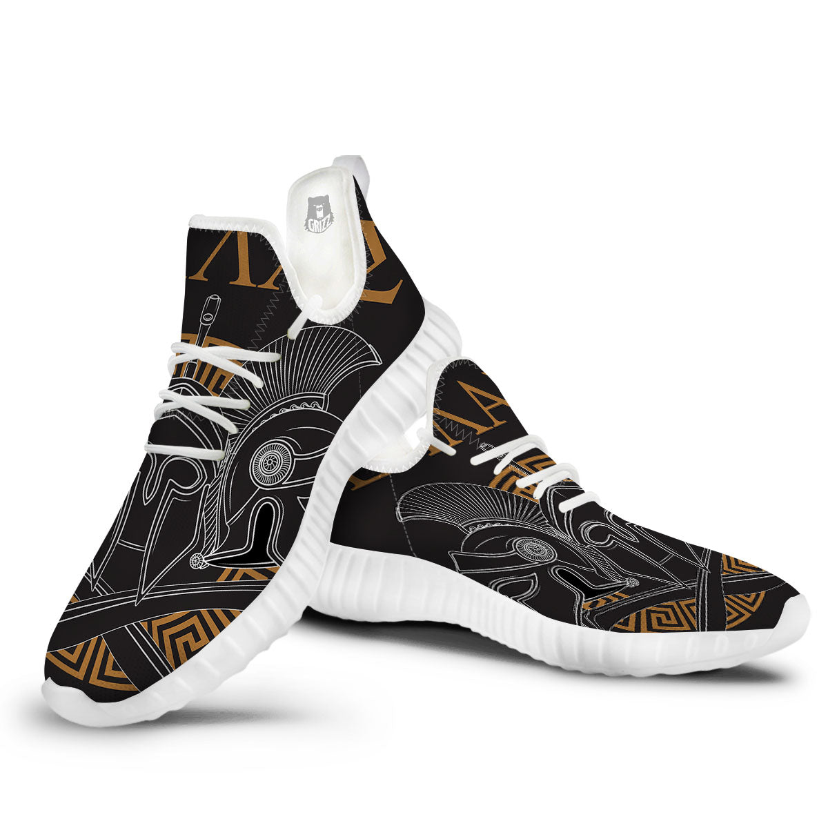 Labe Spartan Molon Print White Walking Shoes-grizzshop