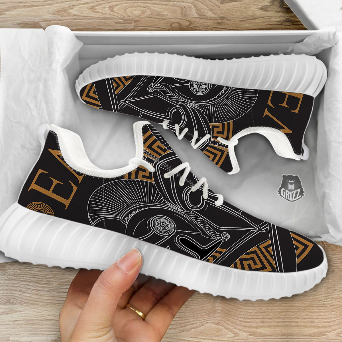 Labe Spartan Molon Print White Walking Shoes-grizzshop
