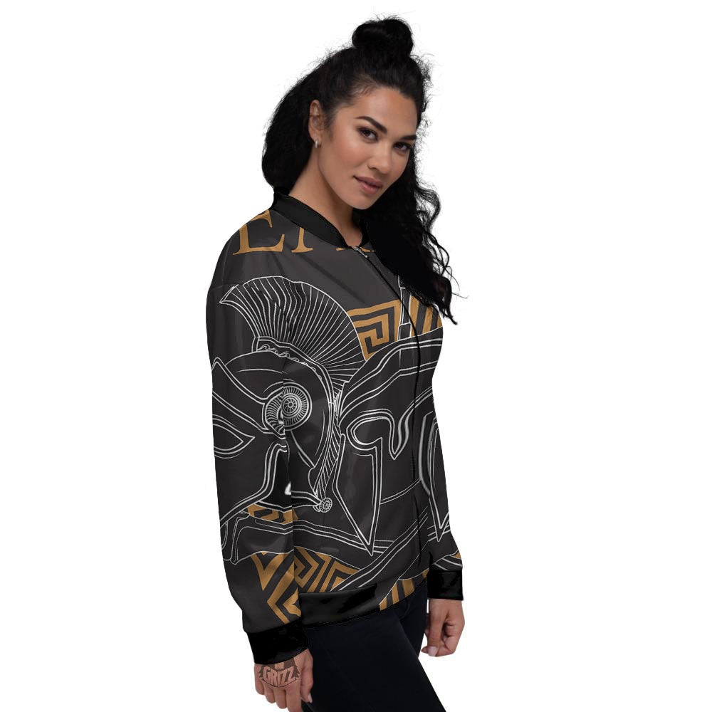 Labe Spartan Molon Print Women's Bomber Jacket-grizzshop